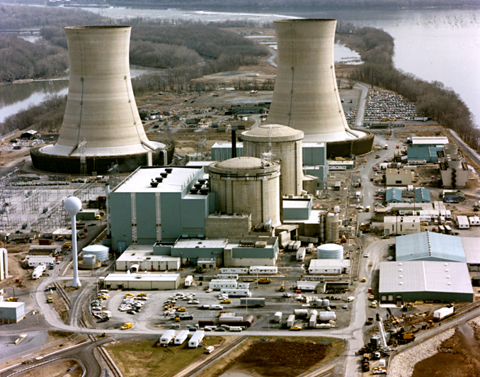 Three Mile Island (now Crane Clean Energy Center) cooling towers on the Susquehanna River